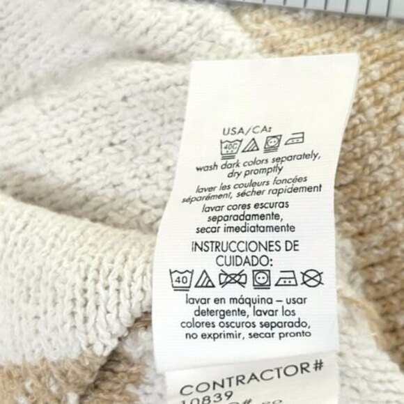 CALVIN KLEIN Sweater size Medium Brown beige Stripes Sheer Back insert - Picture 7 of 11